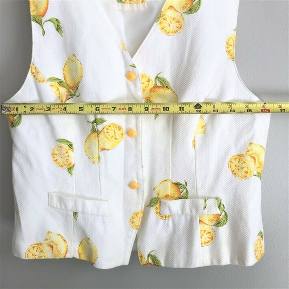 Vintage 90s Y2K Norton McNaughton Waffle Cotton White Lemon Vest - Size 8P - Picture 7 of 10